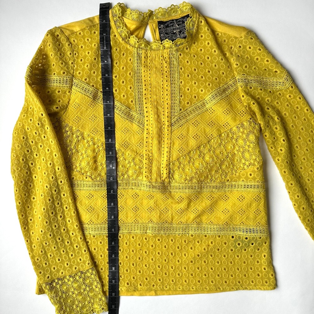Anthropologie‎ James Coviello Burnham Lace Top Women's Size XS Gold Yellow - Picture 8 of 12